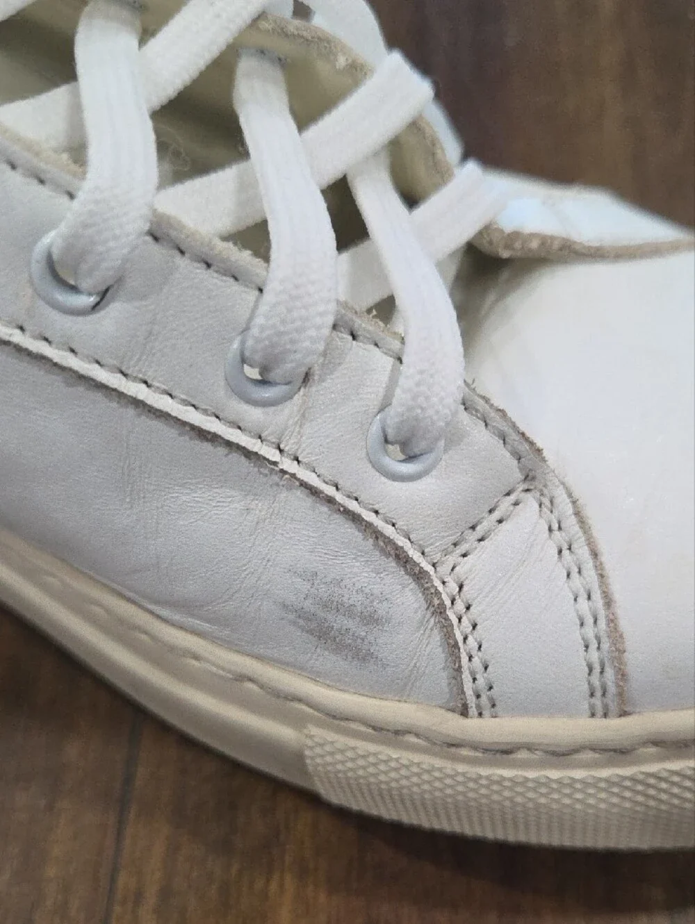 Woman By Common Projects Retro Low White Leather Sneakers with Cream Sole